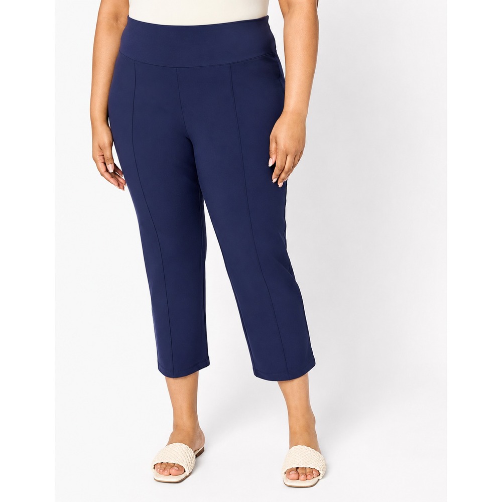 Women with Control Regular 86/14 Straight Leg Crop Empower Pant Navy, Size 2X